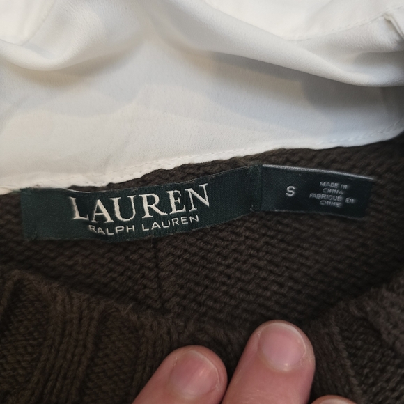 LAUREN RALPH LAUREN Womens Sweater Layered Bullion Patch Logo Brown Small - Picture 4 of 16